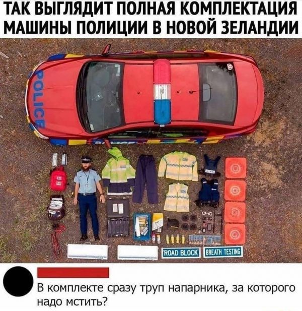 ТАК ВЫГЛЯДИТ ПОЛНАЯ КОМПЛЕКТАЦИЯ МАШИНЫ ПОЛИЦИИ В НОВОИ ЗЕЛАНдИИ в комплекте сразу труп напарника за которого надо мстить