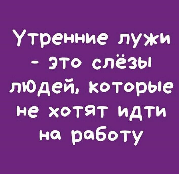 Утренние лужи это слёзы лЮдей которые не хотят идти на работу