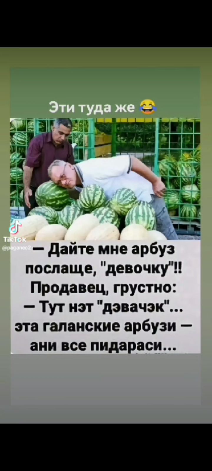 1 зн тёщи 9 дщ БШ дайте мне арбуз послаще девочкуЧ Продавец грустно Тут нэт дэвачзк эта гапанские арбузи ани все пидараси