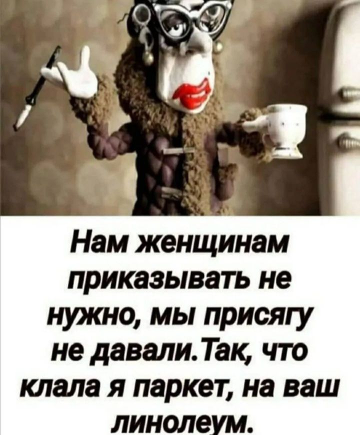 Нам женщинам приказывать не нужно мы присту не давали Так что клала я паркет на ваш линолеум