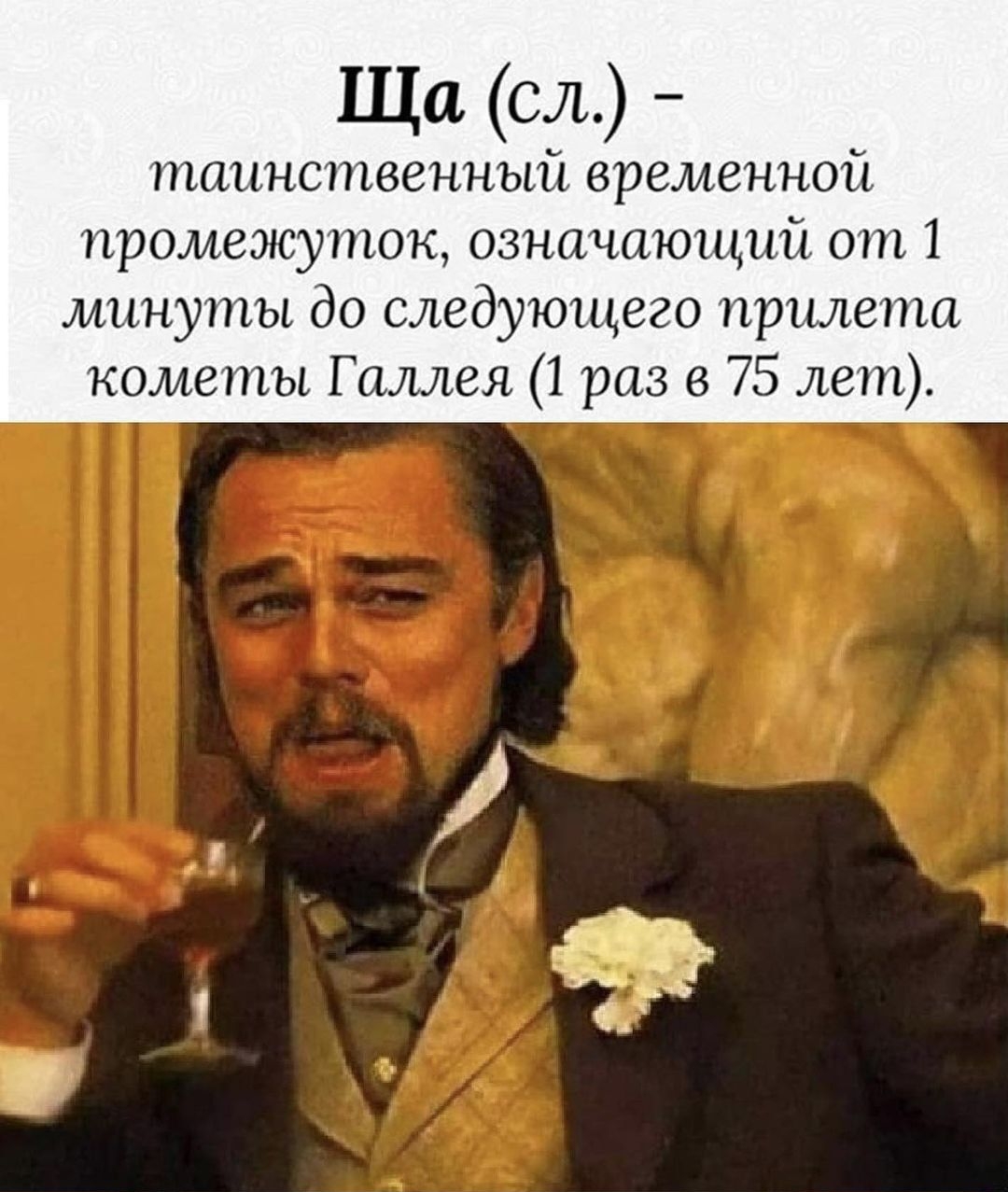 Ща сл таинственный временной промежуток означающий от 1 минуты до следующего прилета кометы Галлея 1 раз в 75 лет