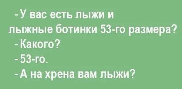 У вас есть лыжи и лыжные ботинки 53 го размера Какого 53 го А на хрена вам лыжи