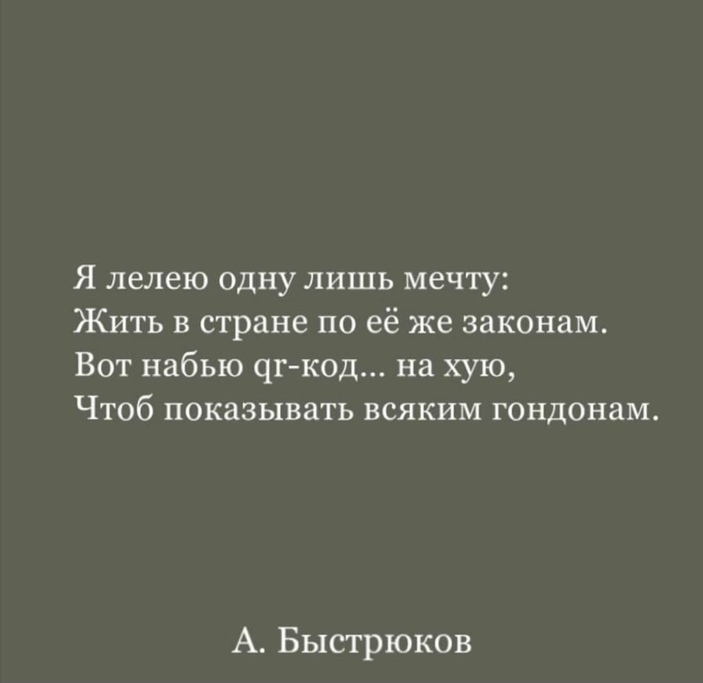 Я лелею одну лишь мечту Жить в стране по её же законам Вот набью чг код на хую Чтоб показывать всяким гондонам А Быстрюков