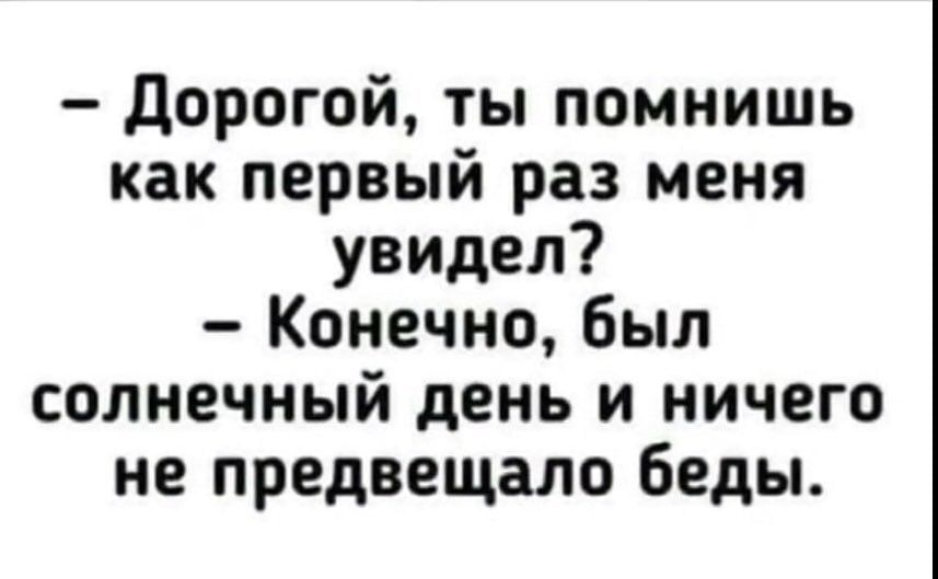 Дорогой ты помнишь как первый раз меня увидел Конечно был солнечный день и ничего не предвещало беды