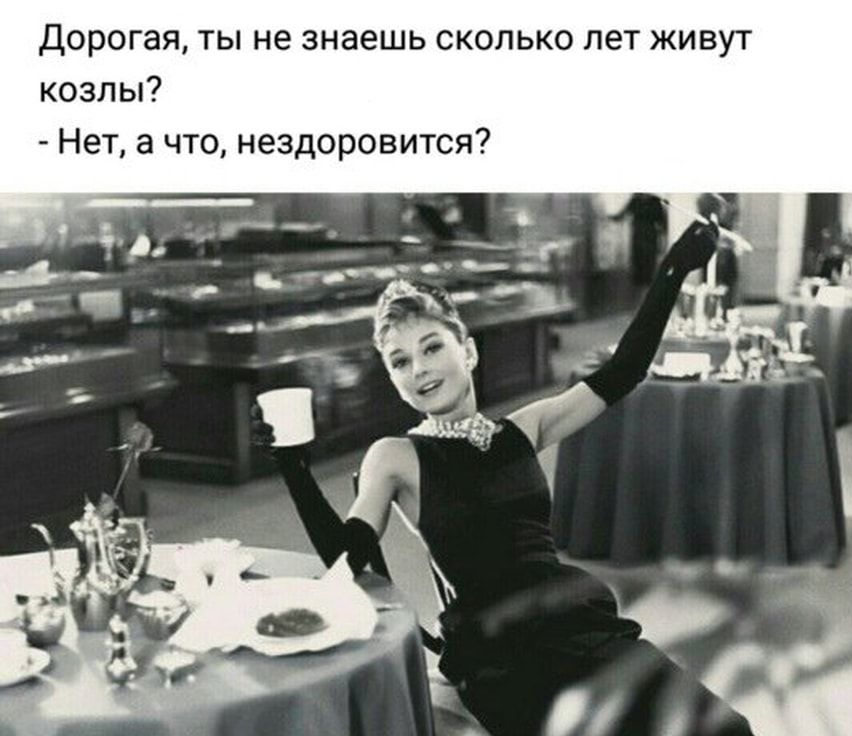 Дорогая ты не знаешь сколько лет живут козлы Нет а что нездоровится