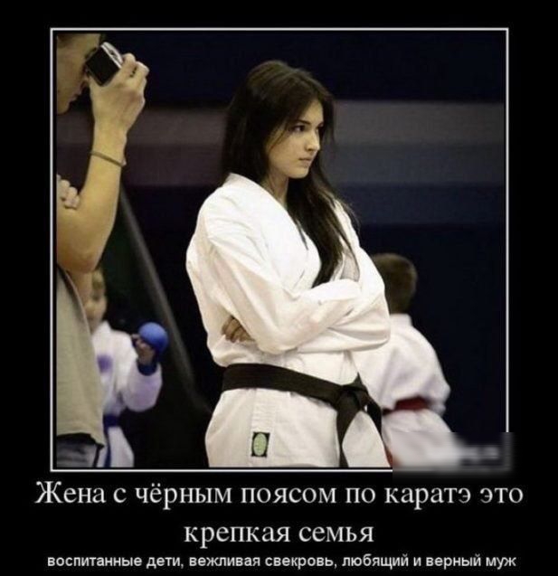 Жена С чёрным ПОЯСОМ ПО каратэ ЭТО крепкая ССМЬЯ воспитанные дети вежливая свекровь любящий и верный муж