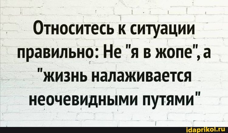 Относитесь к ситуации правильно Не я в жопеа жизнь налаживается неочевидными путями