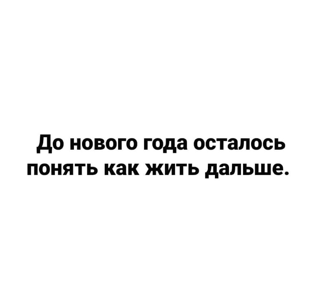 дО НОВОГО года осталось ПОНЯТЬ как ЖИТЬ дальше