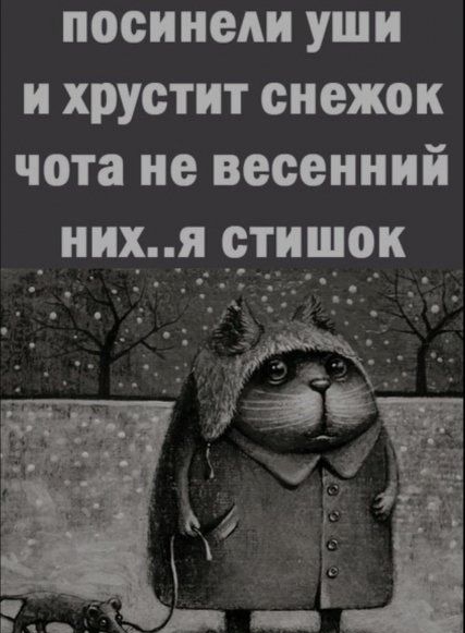посинеии уши и хрустит снежок чота не весенний них Я чи чо