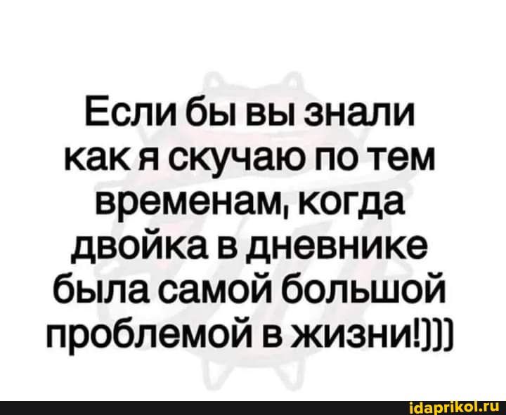 Если бы вы знали как я скучаю по тем временам когда двойка в дневнике была самой большой проблемой в жизни