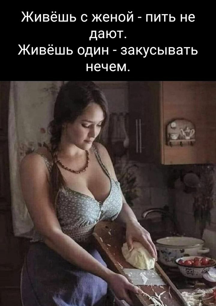 Живёшь с женой пить не дают Живёшь один закусывать нечем