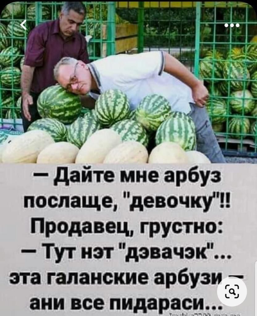 дайте мне арбуз послаще девочктп Продавец грустно Тут нэт дэвачэк эта галаиские арбузыЫ ани все пидарари