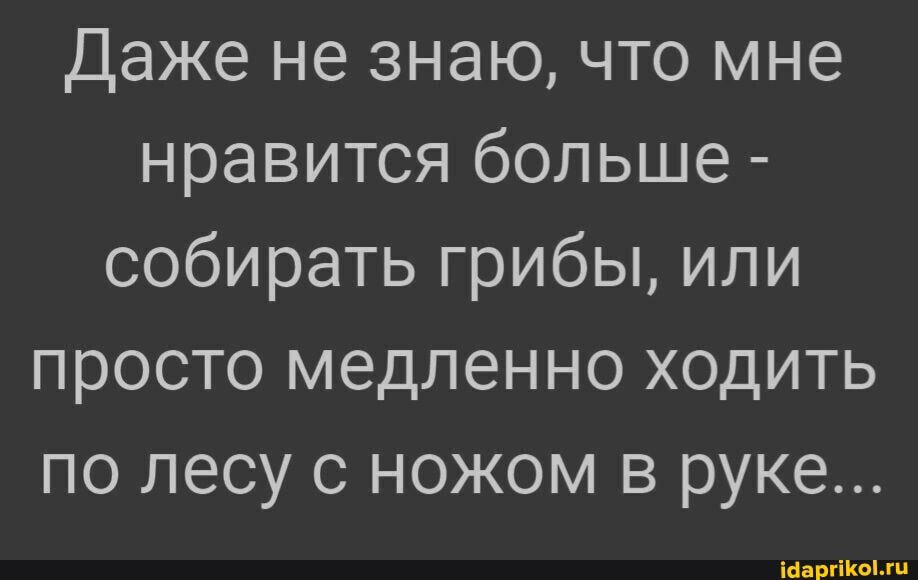 Даже не знаю что мне нравится больше собирать грибы или просто медленно ходить по лесу с ножом в руке Шприцы