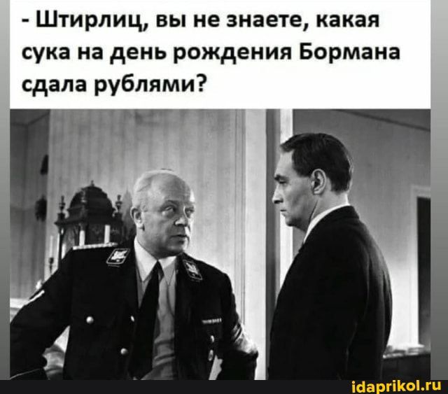 Штирлиц вы не знаете какая сука на день рождения Бормана сдала рублями Марины