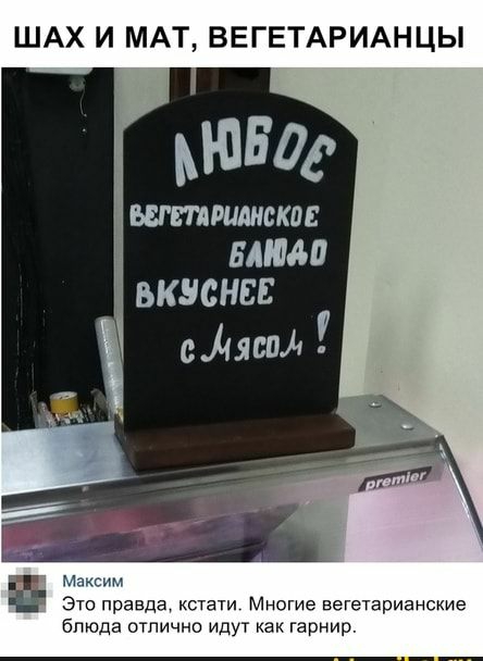 ШАХ И МАТ ВЕГЕТАРИАНЦЫ 503 ШШРЦМСКОЕ ними вкусны Максим Это правда кстати Многие вегетарианские блюда отлично идут как гарнир