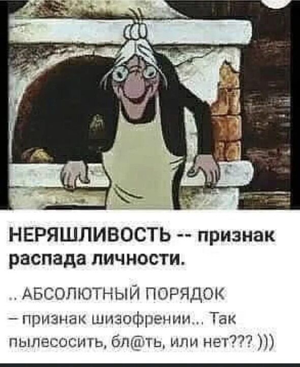 НЕРЯШЛИВОСТЬ признак распада личности АБСОЛЮТНЫЙ ПОРЯДОК признак шизофрении Так пылесосить мм ть или нет