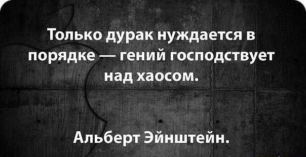 Только дурак нуждается в порядке гений господствует над хаосом Альберт Эйнштейн Ёгшжш