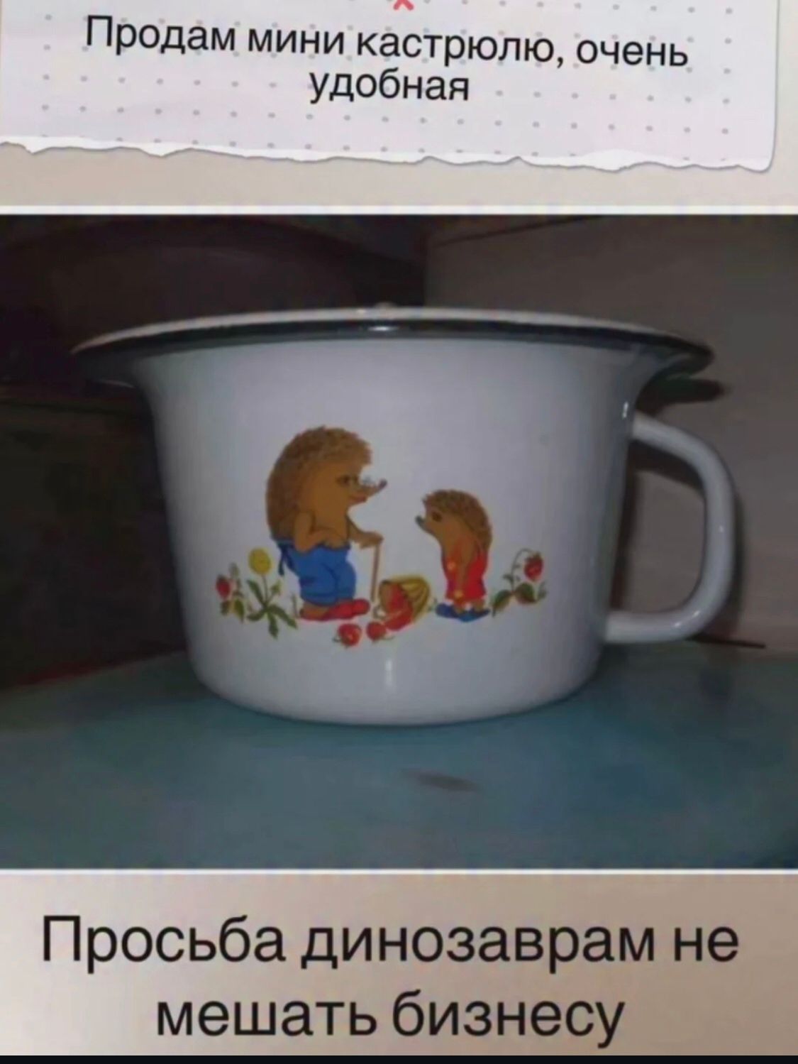 Продам мини кастрюлю, очень удобная
Просьба динозаврам не мешать бизнесу