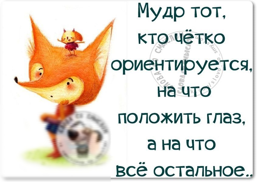 Мудр тот кто чётко 1 ориентируется на что положить глаз 9 а на что всё остальное