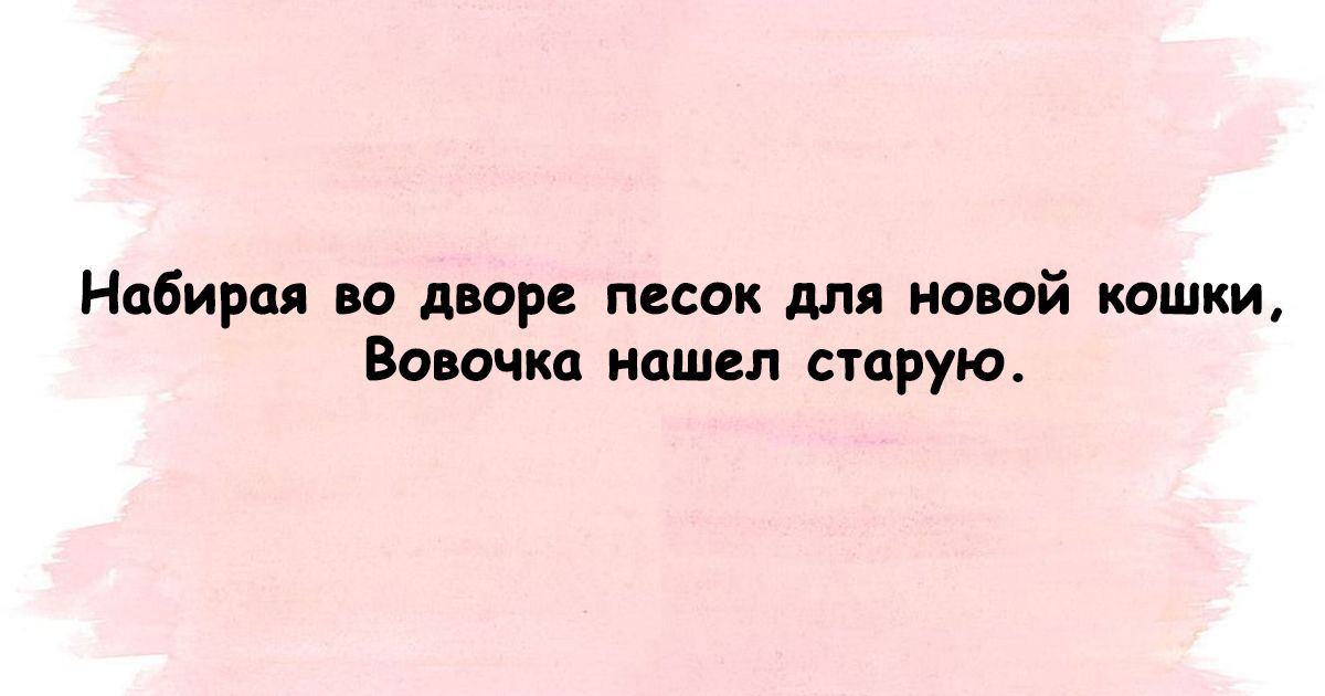 Набирая во дворе песок для новой кошки Вовочка нашел старую