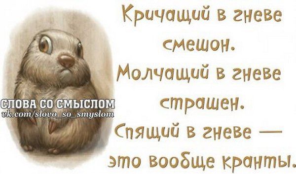 Кричащий в гневе смещен _ Молчащий в гневе _ страшен Спящий в гневе это вообще кронты