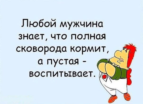 Любой мужчина знает что полная сковорода кормит а пустая воспитывает