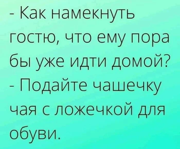 Как намекнуть гостю что ему пора бы уже идти домой Подайте чашечку чая с ложечкой для обуви