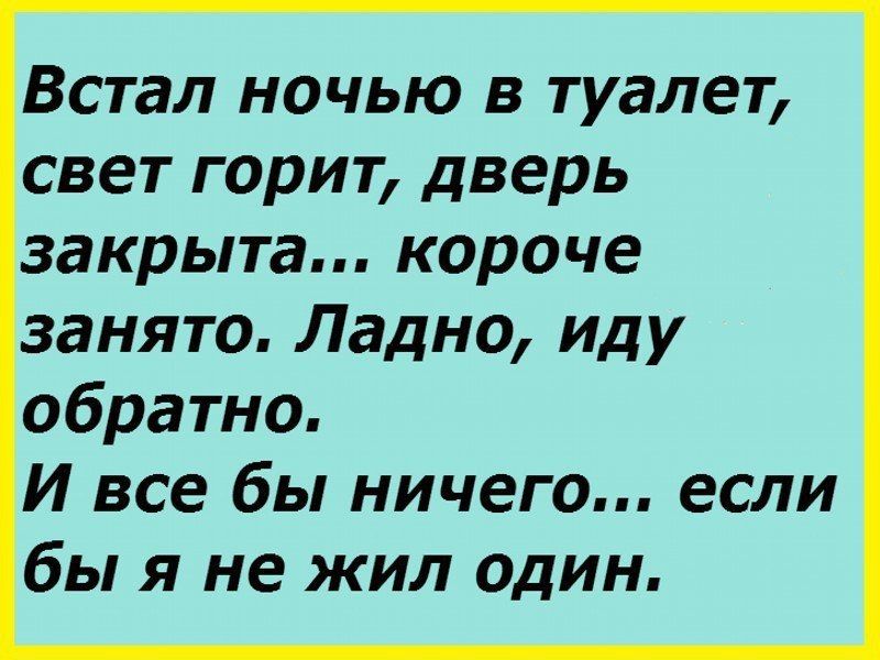 Встал ночью в туалет свет горит дверь закрыта короче занято Ладно иду обратно И все бы ничего если бы я не жил один