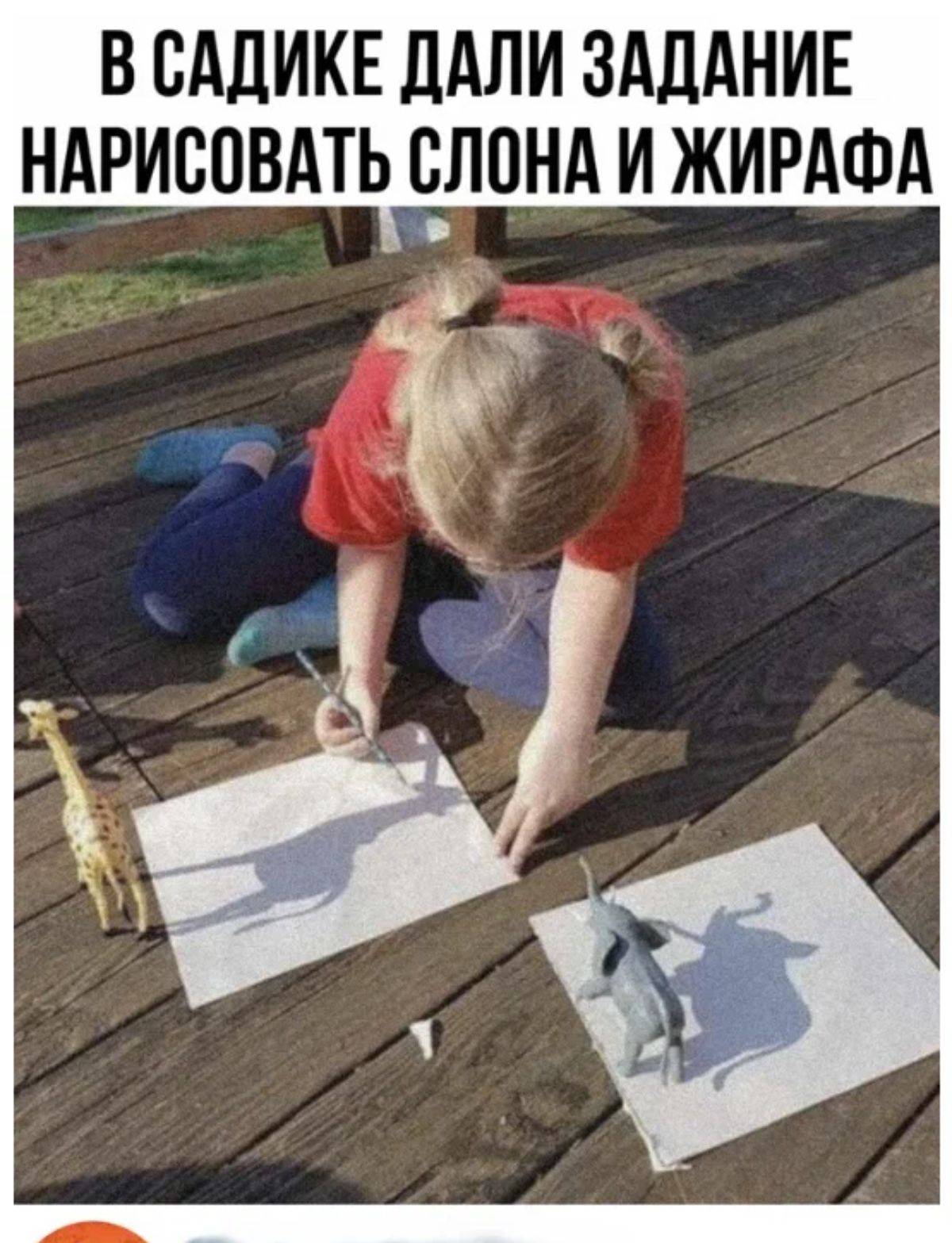 В БАДИКЕ ДАЛИ ЗАДАНИЕ НАРИВОВАТЬ СЛОНА И ЖИРАФА