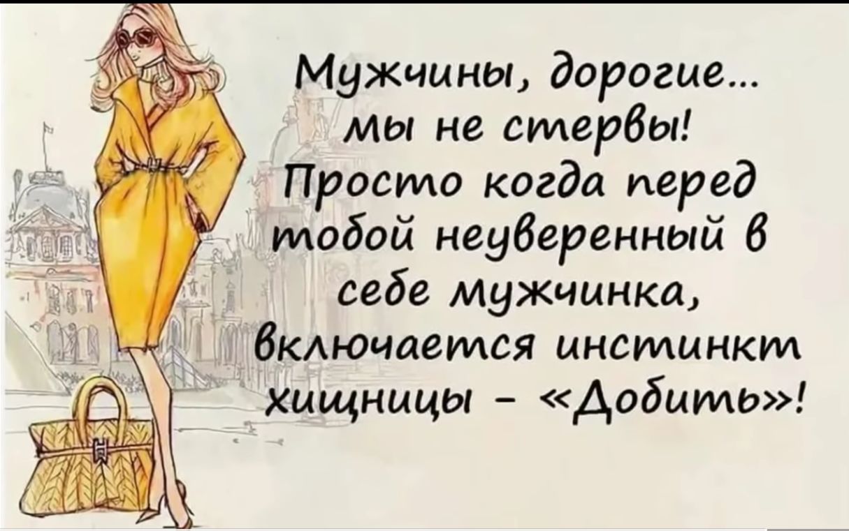 Мужчины дорогие мы не стервы Просила когда перед тобой неуверенный 6 себе мужчинка бкмоиаеуися инстинкпм хищницы Аобить