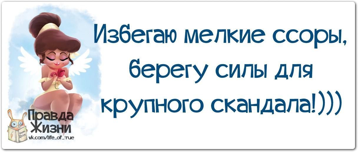 Избегаю мелкие ссоры берегу силы для крупного скандала