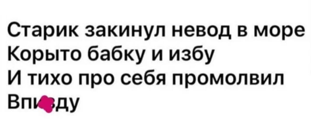 Старик закинул невод в море Корыто бабку и избу и тихо про себя промолвил Втоду