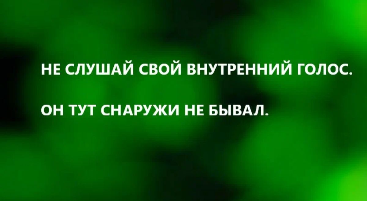 не СЛУШАЙ свой внутренний голос ОН ТУТ СНАРУЖИ НЕ БЫВАП