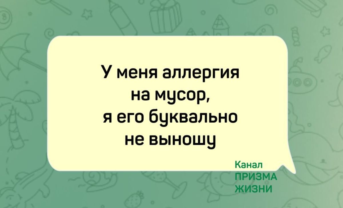 У меня аллергия на мусор я его Буквально не выношу Каиал