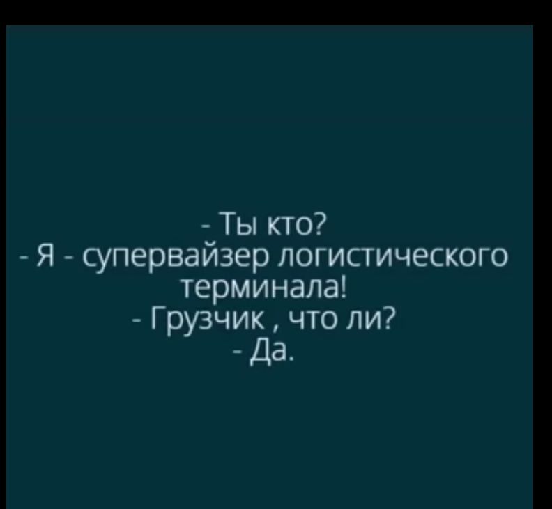 Ты кто я супервайзер логистического терминала Грузчик что ли Да