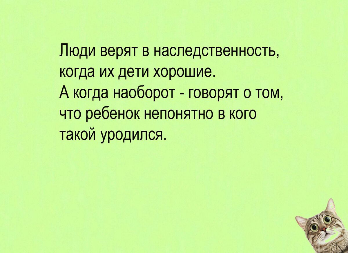 Люди верят в наследственность когда их дети хорошие А когда наоборот говорят о том что ребенок непонятно в кого такой уродипся