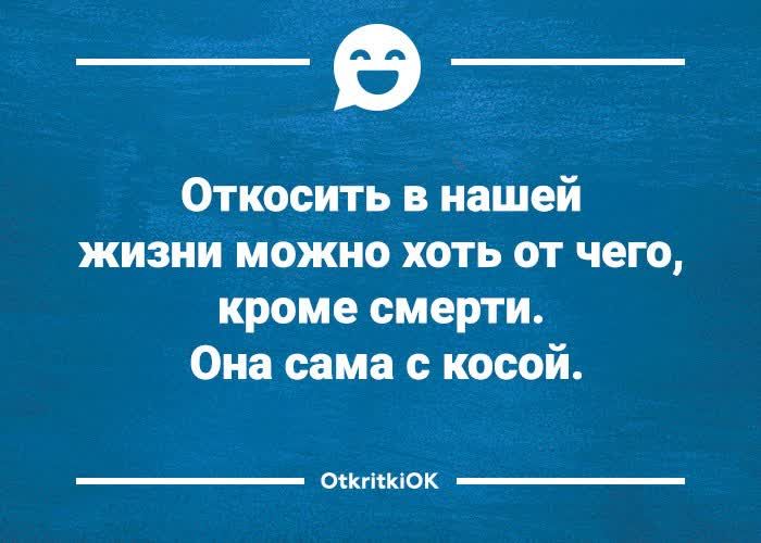 Относить нашей жизни можно хоть от чего кроме смерти Она сама с косой мкгккпок