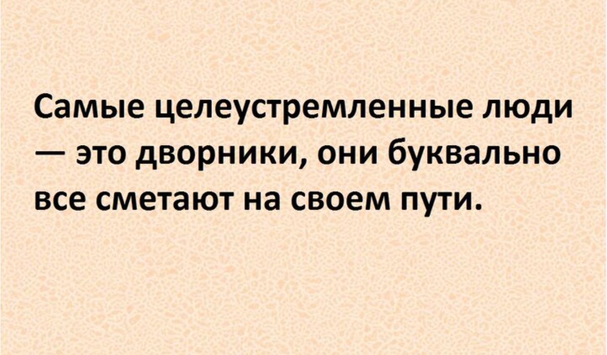 Самые целеустремленные люди это дворники они буквально все сметают на своем пути