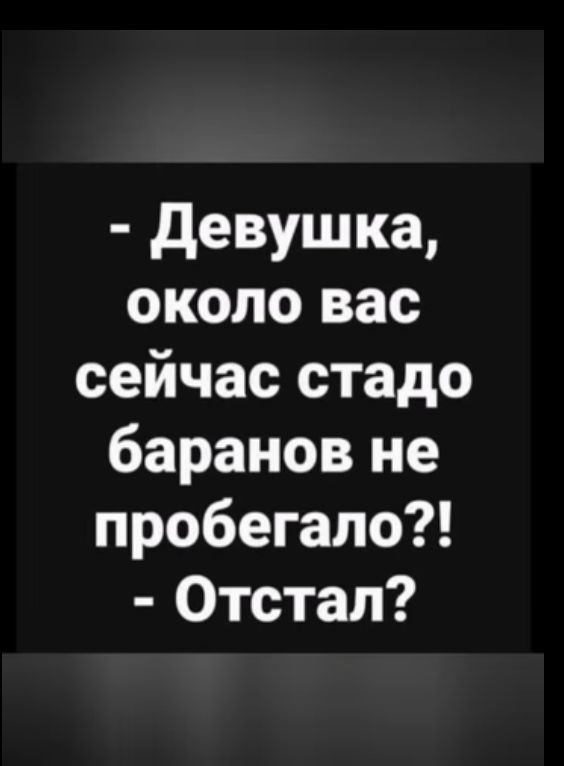 девушка около вас сейчас стадо баранов не пробегапо Отстап