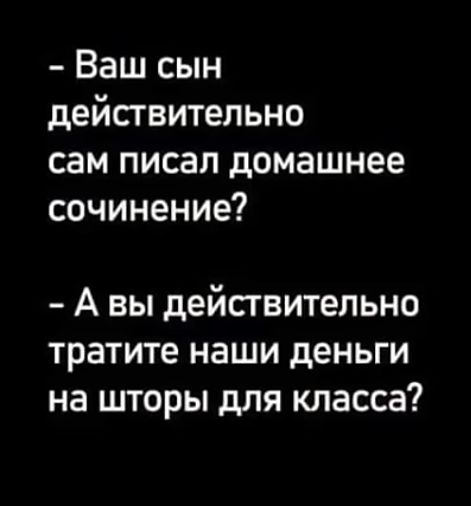 Ваш сын действительно сам писал домашнее сочинение А вы действительно тратите наши деньги на шторы для класса