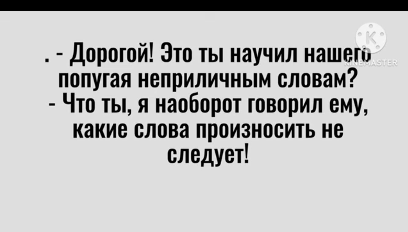 Дорогой Это ты научил нашого попугая неприличным словам Чт ты я наоборот творил ему какие слова произносить не следует