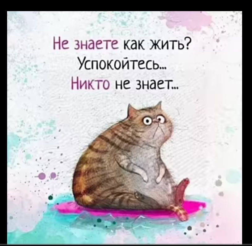 Не знаете как жить Успокойтесь Никто не знает