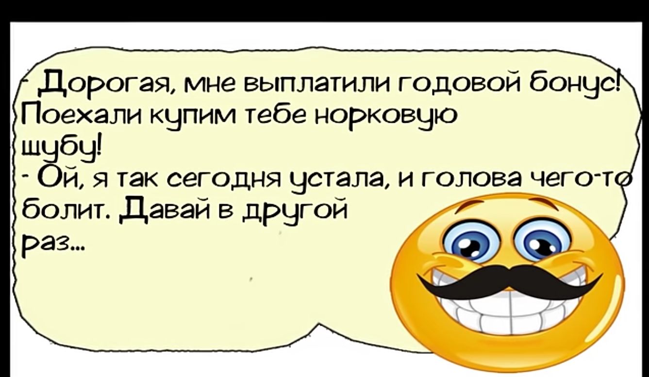 Дорогая мне выплатили годовой бонус Поехали купим тебе норковцю ёбч Ой я так сегодня чсетала и голова чего т болит Давай в другой раз