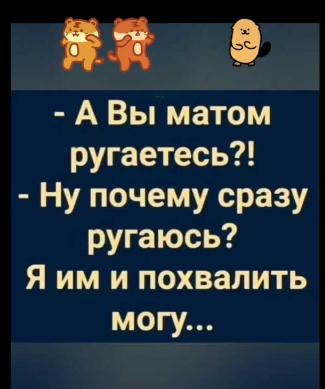 йй А Вы матом ругаетесь Ну почему сразу ругаюсь Я им и похвалить могу