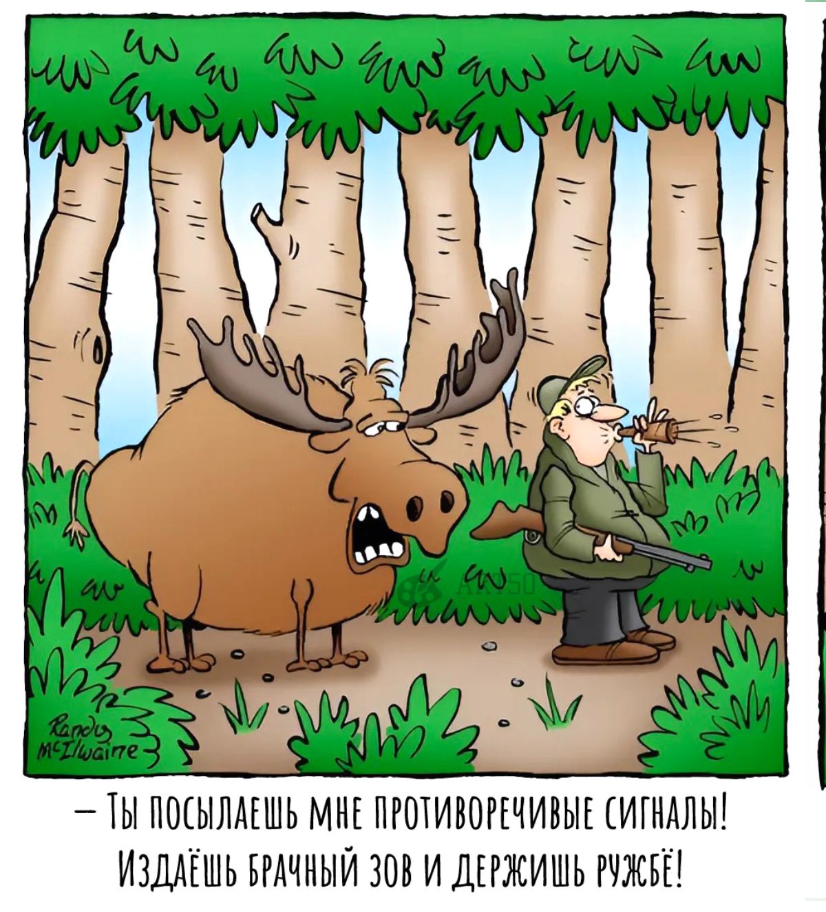 Ты посылаешь мне противоречивые сигналы! Издаёшь брачный зов и держишь ружьё!