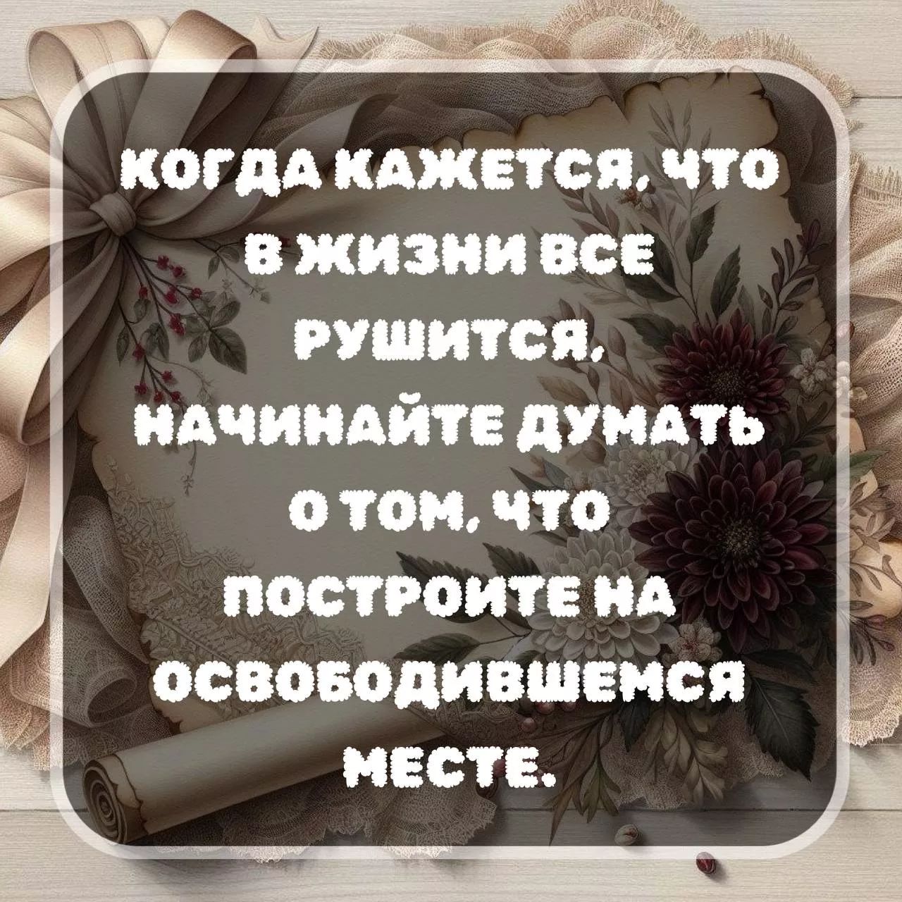 Когда кажется, что в жизни все рушится, начинайте думать о том, что построите на освободившись месте.