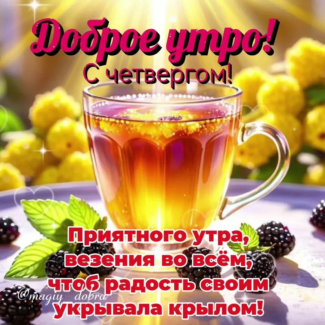Доброе утро! С четвергом! Приятного утра, везения во всём, чтобы радость своим укрывала крылом!