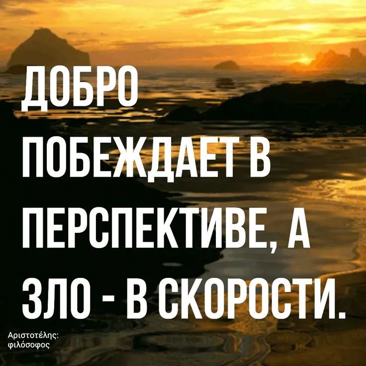 ДОБРО ПОБЕЖДАЕТ В ПЕРСПЕКТИВЕ, А ЗЛО - В СКОРОСТИ.
Аристотель: философ