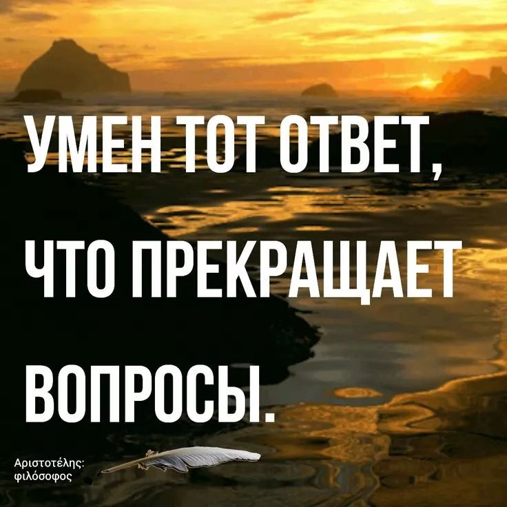 УМЕН ТOT ОТВЕТ, ЧТО ПРЕКРАЩАЕТ ВОПРОСЫ.
Аристотель: философ