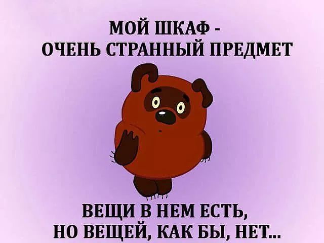 МОЙ ШКАФ - ОЧЕНЬ СТРАННЫЙ ПРЕДМЕТ
ВЕЩИ В НЕМ ЕСТЬ, НО ВЕЩЕЙ, КАК БЫ, НЕТ...